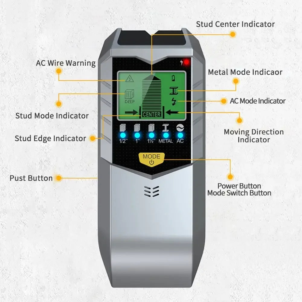 5 in 1 Electronic Wall Detector Finders Multifunctional Handheld Metal Detector Stud Wood Finder Electronic Measuring Instrument