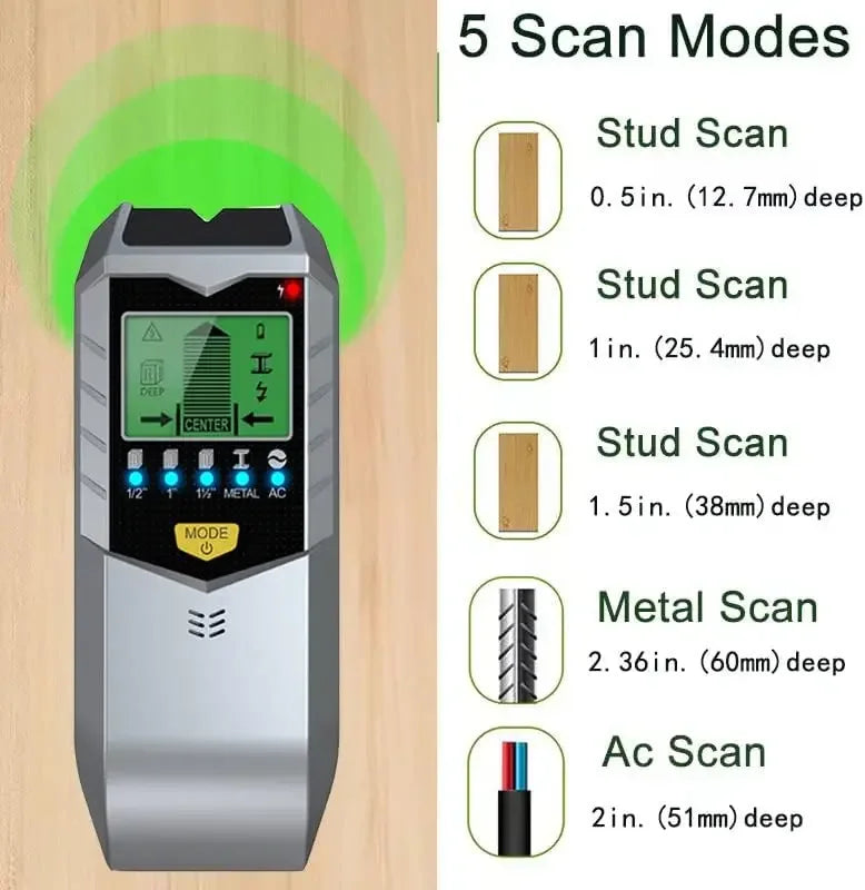 5 in 1 Electronic Wall Detector Finders Multifunctional Handheld Metal Detector Stud Wood Finder Electronic Measuring Instrument