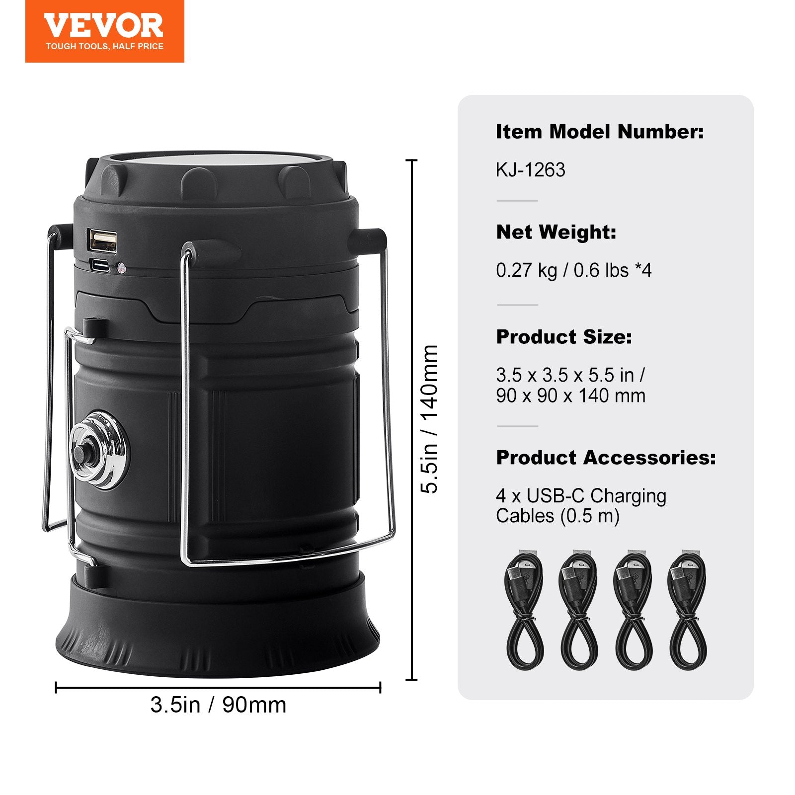 LED Camping Lanterns Portable Rechargeable Lights as Battery Bank 4 Pcs